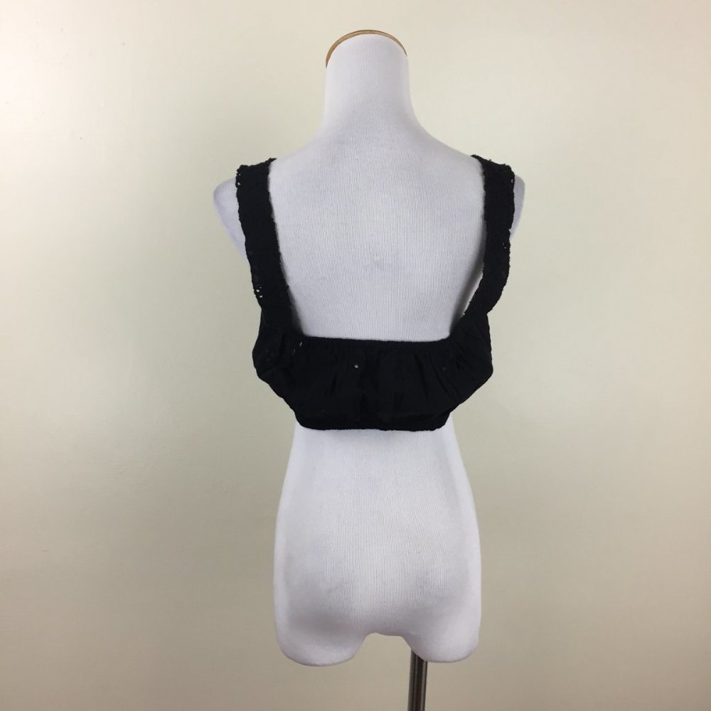 ZARA Trafaluc Loose Fit Black Eyelet Perforated Bralette Crop Top - Picture 6 of 7